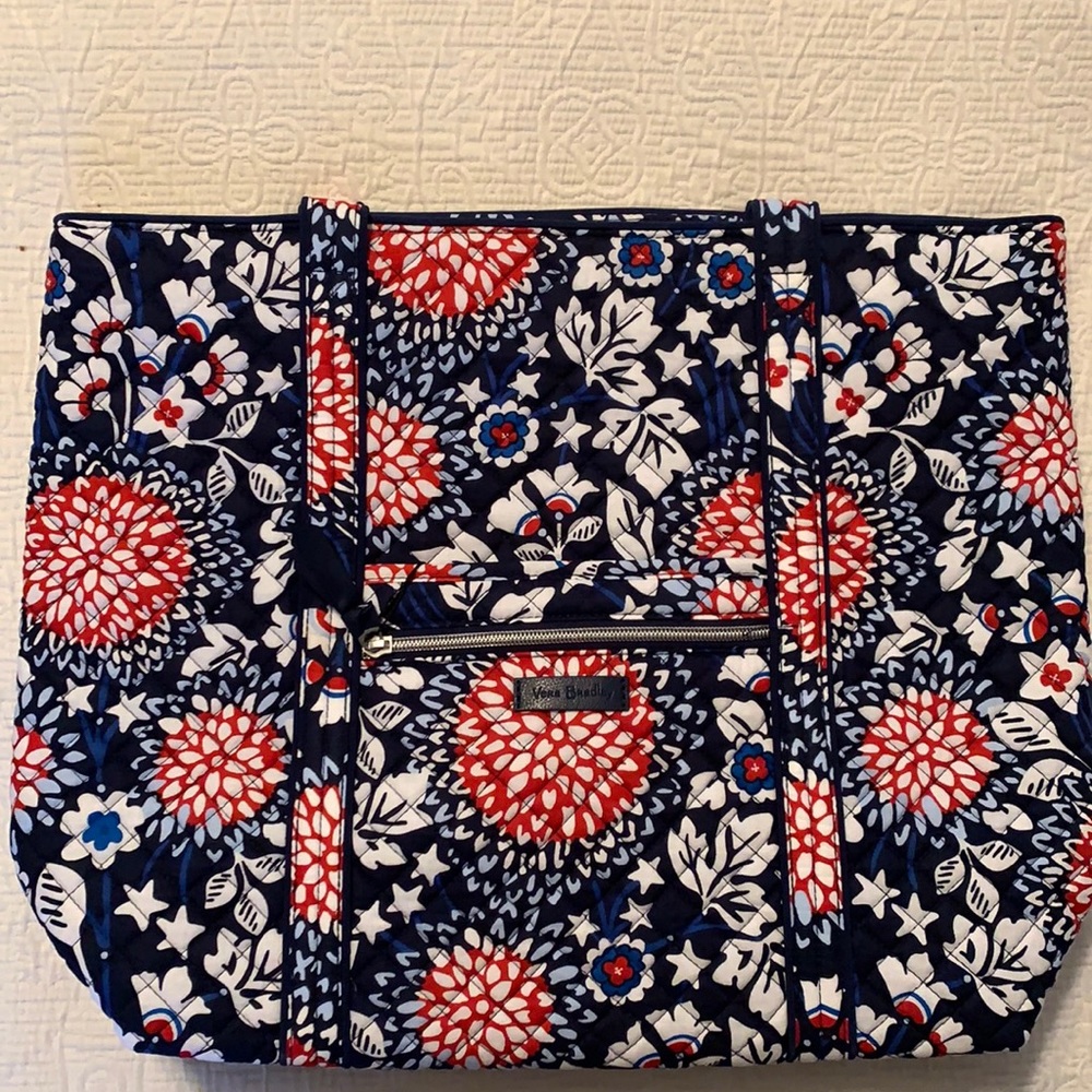 Vera Bradley Vera Tote in Red, White & Blossoms